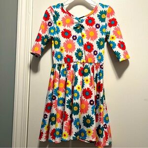 Dot Dot Smile Floral Little Girl Dress Size 3/4 - Multicolor 3/4 Length Sleeves